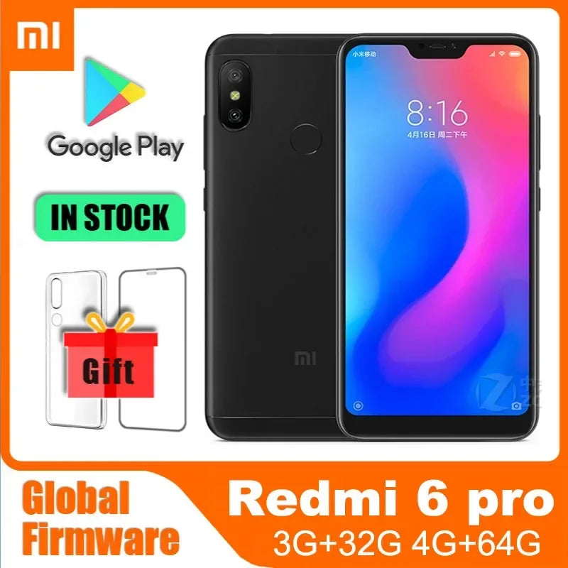Global rom xiaomi Redmi 6 Pro 4g 64g Cellphone Snapdragon 625 4000mAh Batterry Dual SIM Android used phone