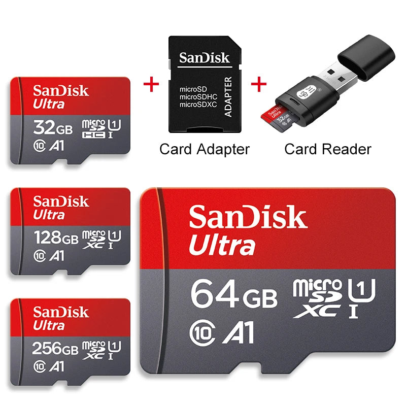 Memory Card 512GB 256GB 128GB 64GB 32GB 100MB/S Micro sd card UHS-1 flashCard Memory Microsd SD + Card reader，SD Adapter