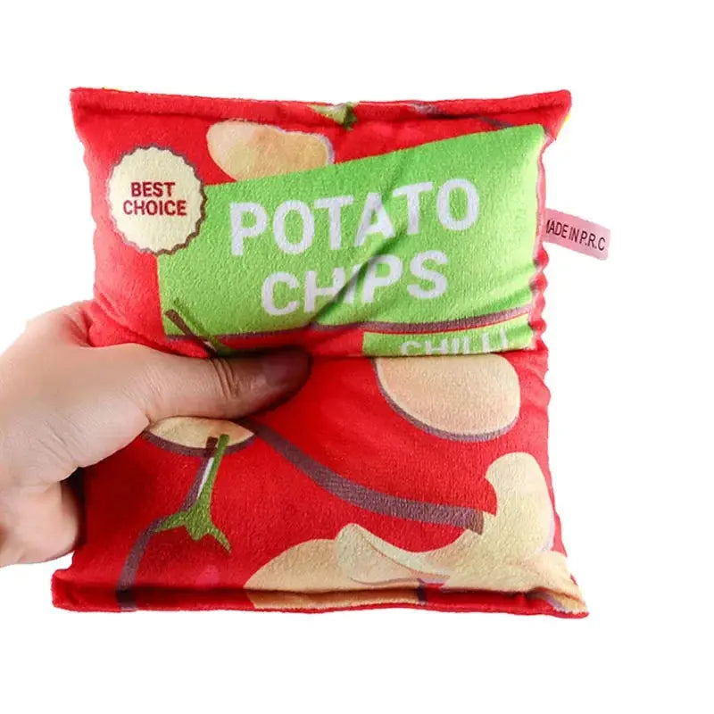 Funny Dog Toys Crisps Plush Filled Pets Squeaky Chew Toy Bite-resistant Sounding Paper Toys For Small Medium Pets Supplies WoodchuckTech