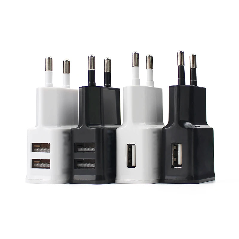 (EU Plug) 5V 2A Universal Power Supply Adapter USB Double USB Phone Charger AC DC 5V Power Adpater Supply Charger For iphone Android