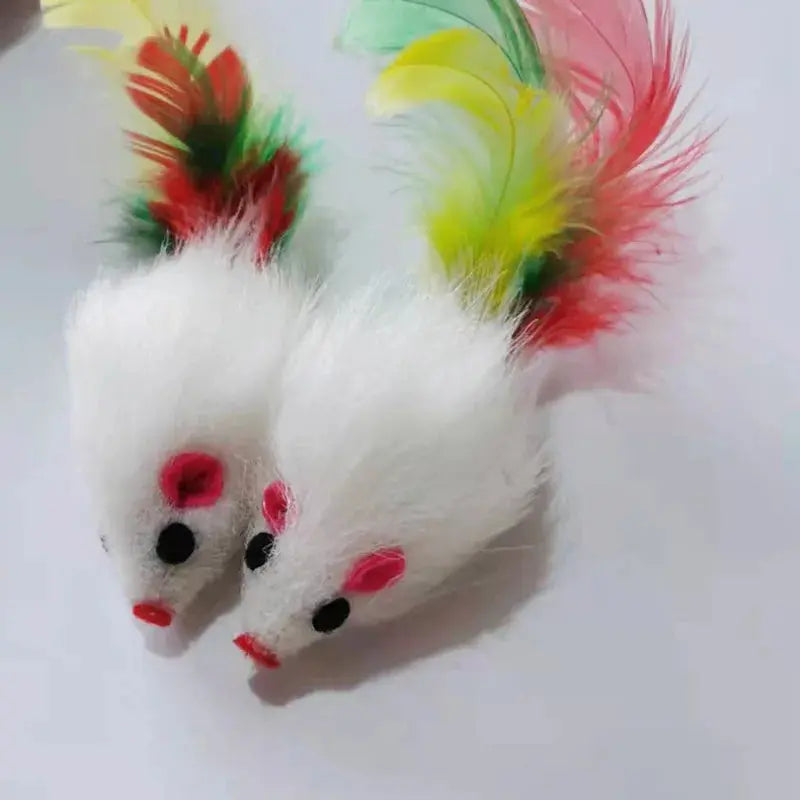1pcs Cat Toys Interactive Cute Soft Fleece False Mouse Colorful Feather Funny Playing Training Toy for Cats Kitten Pet Supplies WoodchuckTech