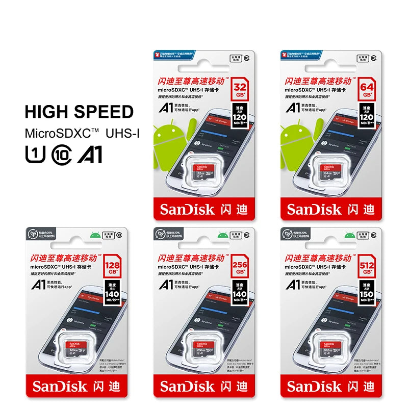Memory Card 512GB 256GB 128GB 64GB 32GB 100MB/S Micro sd card UHS-1 flashCard Memory Microsd SD + Card reader，SD Adapter
