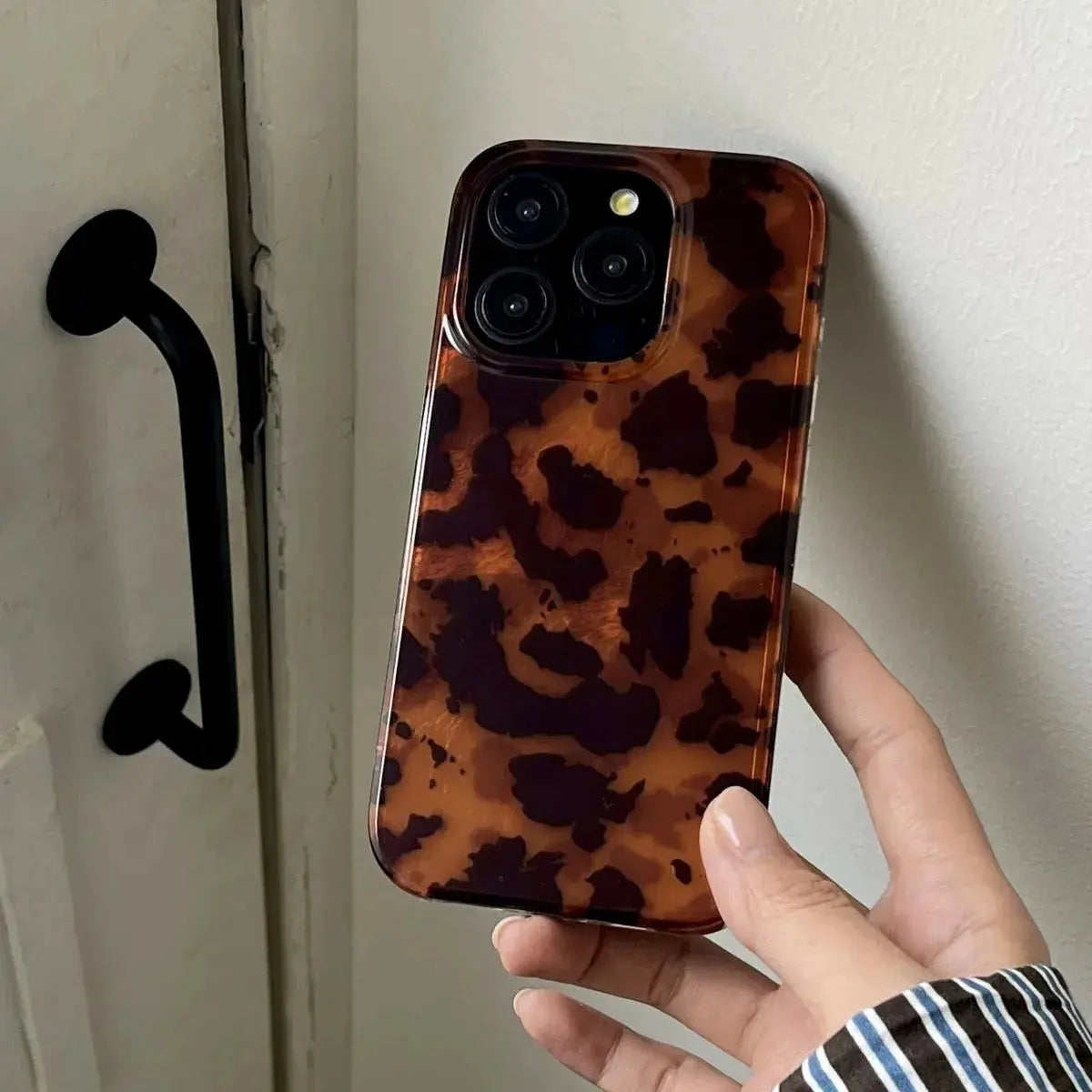 Retro Amber Texture Laser Phone Case For iPhone 17 16 Pro Max 15 14 13 12 11 XS XR 7 8 Plus 16E Stylish Leopard Print Soft Cover WoodchuckTech