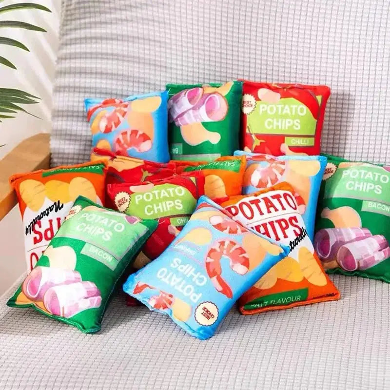 Funny Dog Toys Crisps Plush Filled Pets Squeaky Chew Toy Bite-resistant Sounding Paper Toys For Small Medium Pets Supplies WoodchuckTech
