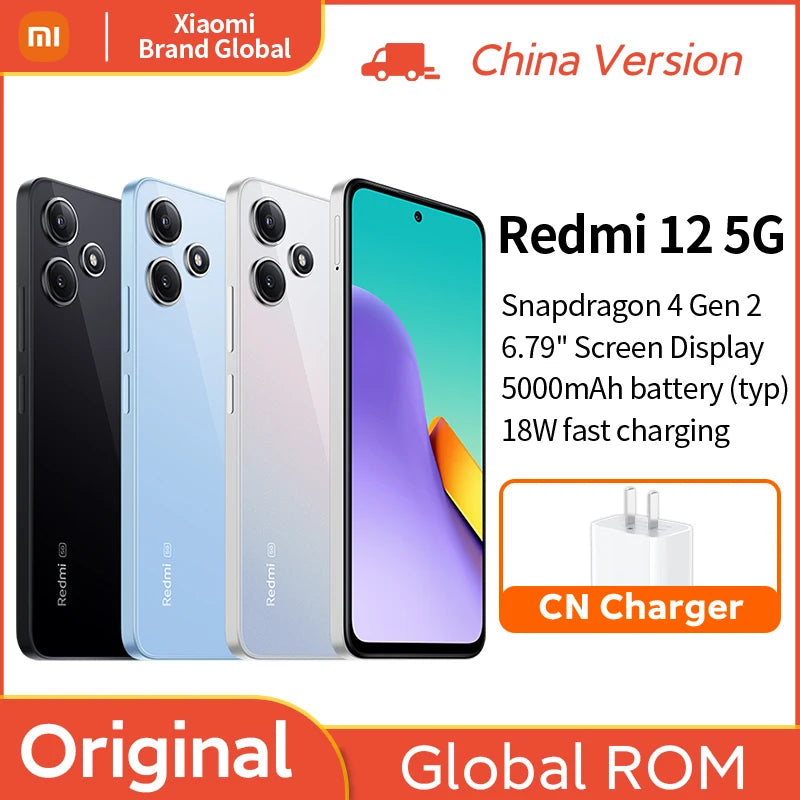 🔥 Xiaomi Redmi 12 5G Smartphone | Global ROM | Snapdragon 4 Gen 2 | 50MP AI Camera | 6.79" FHD+ Display | 5000mAh Battery | Fast