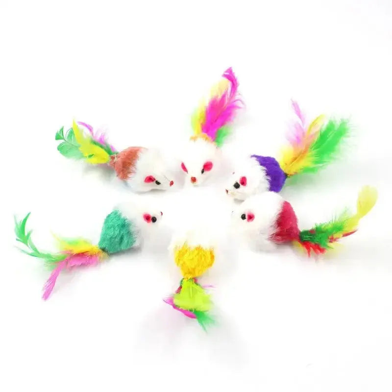 1pcs Cat Toys Interactive Cute Soft Fleece False Mouse Colorful Feather Funny Playing Training Toy for Cats Kitten Pet Supplies WoodchuckTech