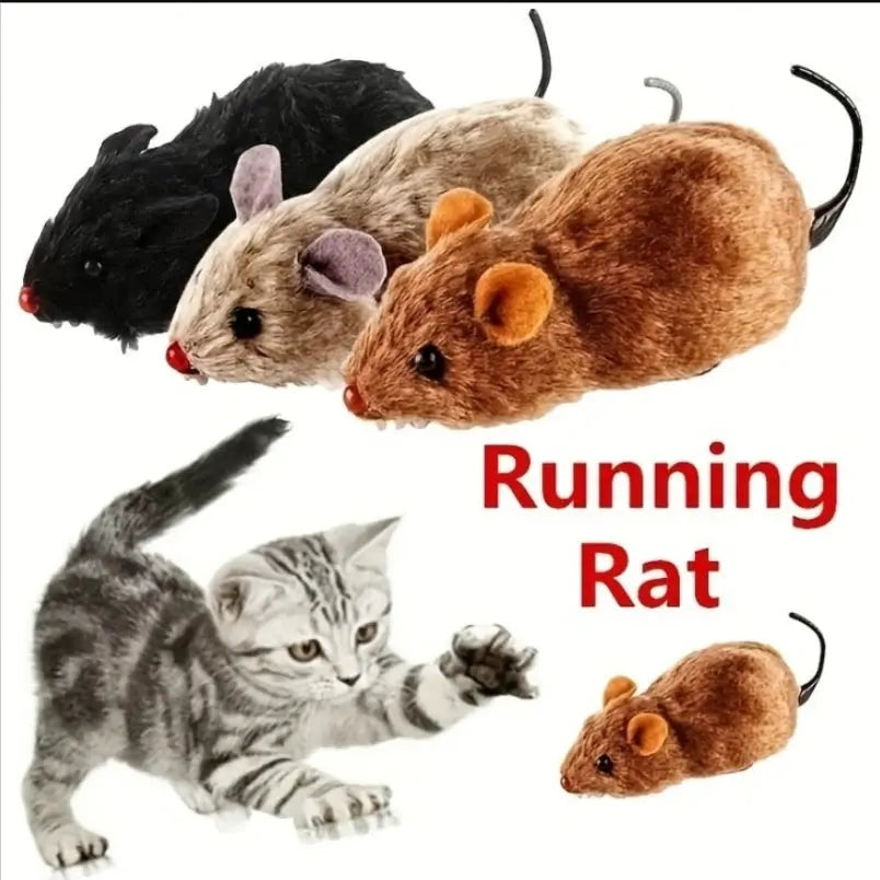 1Pc Funny Lifelike Plush Mouse Running Rat Toy for Cats Dogs Tail Mouse Pets Kids Random Color WoodchuckTech